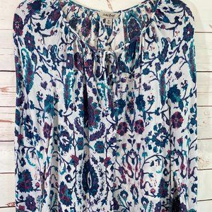 Lucky Brand Floral Graphic Print Long Sleeve Pullover Tunic NWOT Women's Medium
